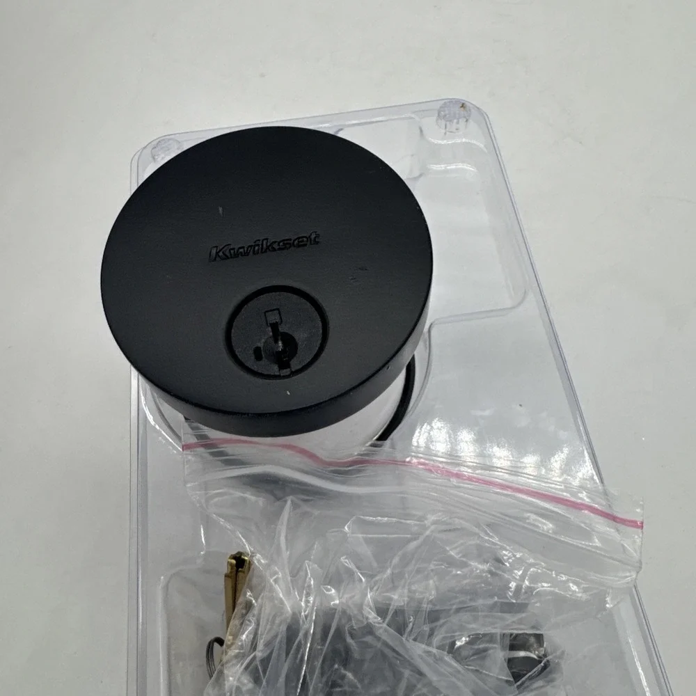 Kwikset  matte  Black Round Single Cylinder Deadbolt 92580-020 low‎ profile